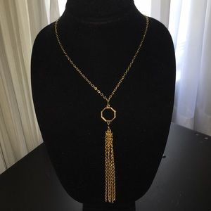 Goldtone  Octagon Tassel Necklace